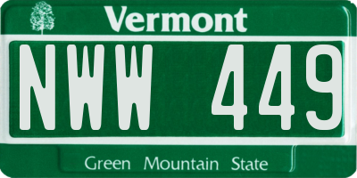 VT license plate NWW449