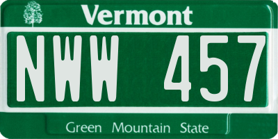 VT license plate NWW457