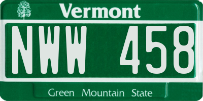VT license plate NWW458