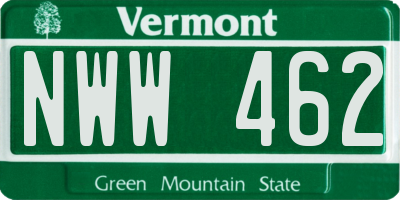 VT license plate NWW462