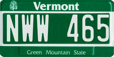 VT license plate NWW465