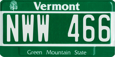 VT license plate NWW466
