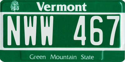 VT license plate NWW467