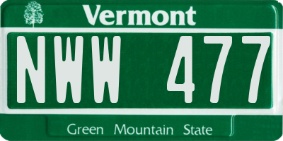 VT license plate NWW477