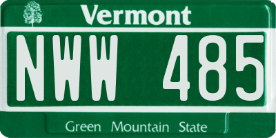 VT license plate NWW485