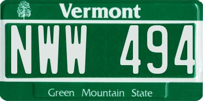 VT license plate NWW494