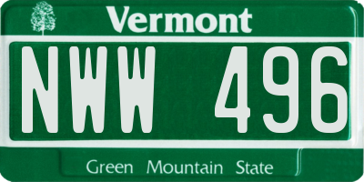 VT license plate NWW496