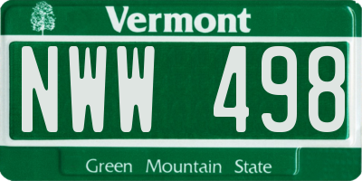 VT license plate NWW498