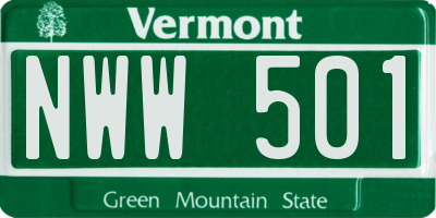 VT license plate NWW501