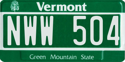 VT license plate NWW504