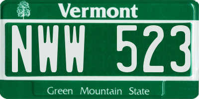 VT license plate NWW523
