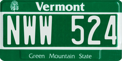 VT license plate NWW524