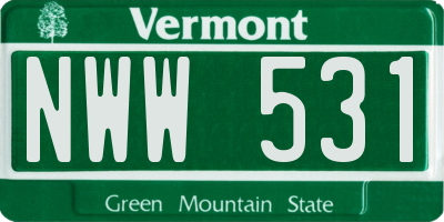 VT license plate NWW531