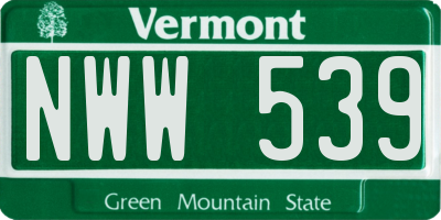 VT license plate NWW539