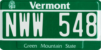 VT license plate NWW548