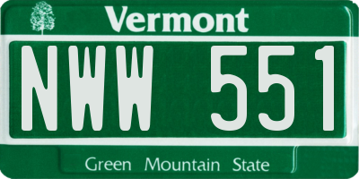 VT license plate NWW551