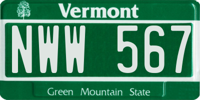 VT license plate NWW567