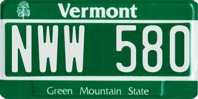 VT license plate NWW580