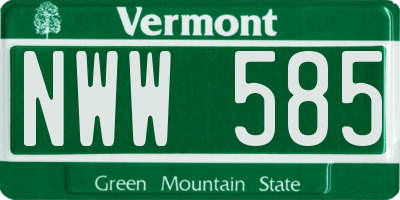 VT license plate NWW585