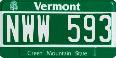 VT license plate NWW593
