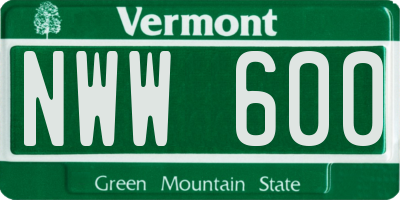 VT license plate NWW600