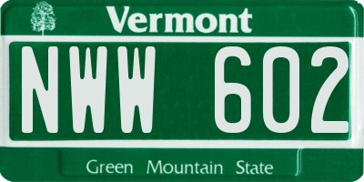 VT license plate NWW602