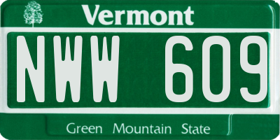 VT license plate NWW609