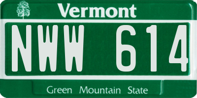 VT license plate NWW614