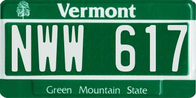 VT license plate NWW617