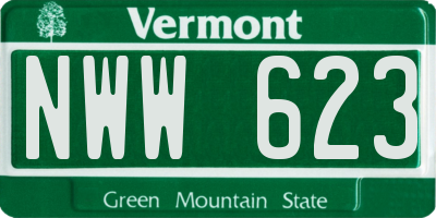 VT license plate NWW623