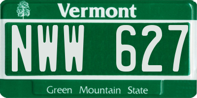 VT license plate NWW627