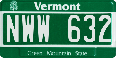 VT license plate NWW632