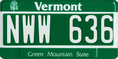 VT license plate NWW636