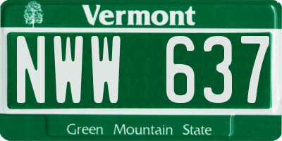 VT license plate NWW637