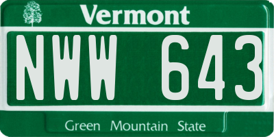 VT license plate NWW643