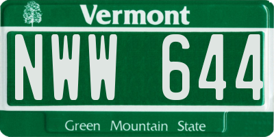 VT license plate NWW644