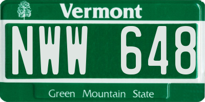 VT license plate NWW648