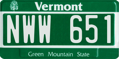 VT license plate NWW651