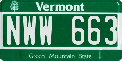 VT license plate NWW663