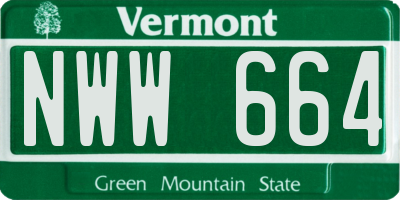 VT license plate NWW664