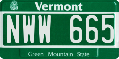 VT license plate NWW665