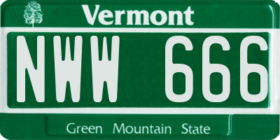 VT license plate NWW666