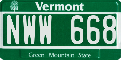 VT license plate NWW668