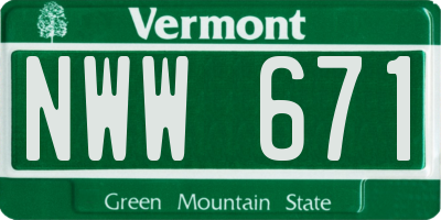 VT license plate NWW671