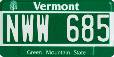VT license plate NWW685