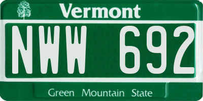 VT license plate NWW692