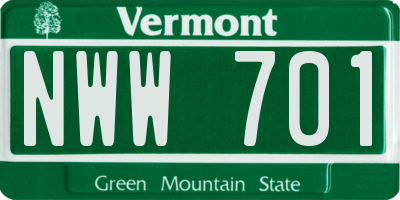 VT license plate NWW701