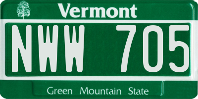 VT license plate NWW705