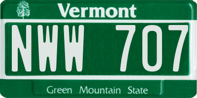 VT license plate NWW707