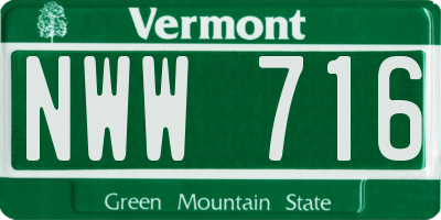 VT license plate NWW716